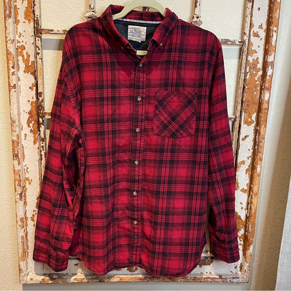 Rustic Blue plaid flannel men’s shirt xl